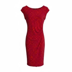 MSK Petite Pink/Orange Swirl Midi Dress